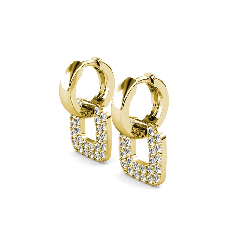 Boucles d'oreilles Classic Square - Doré et Cristal