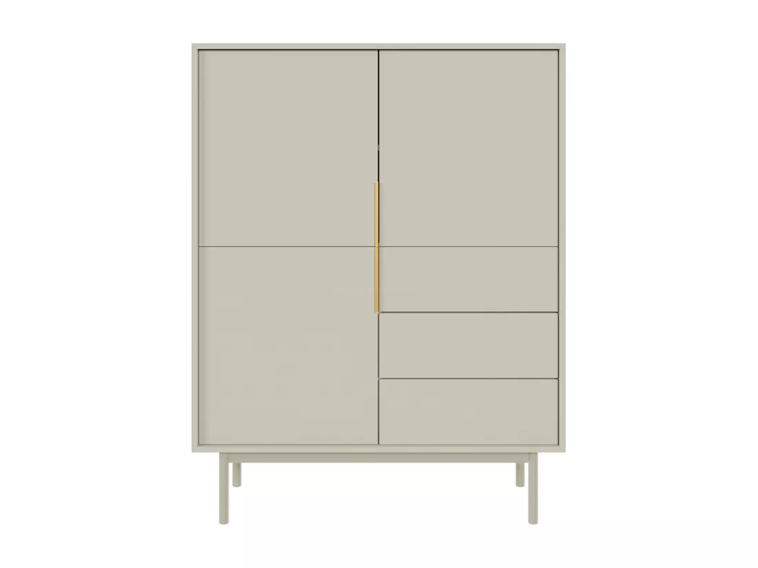 Buffet haut à trois portes - 104 cm - avec trois tiroirs - taupe (gris-beige) - VIVIARO