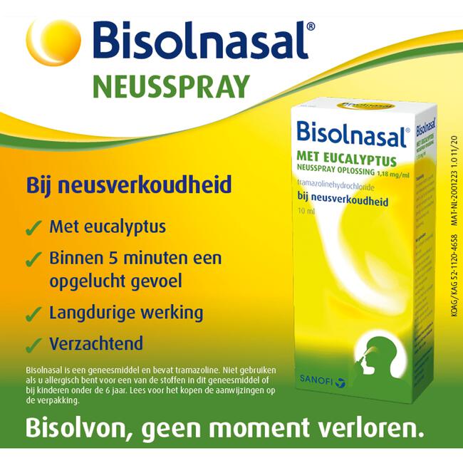 Bisolnasal Neusspray Oplossing Bij Neusverkoudheid Met Eucalyptus 10 ML