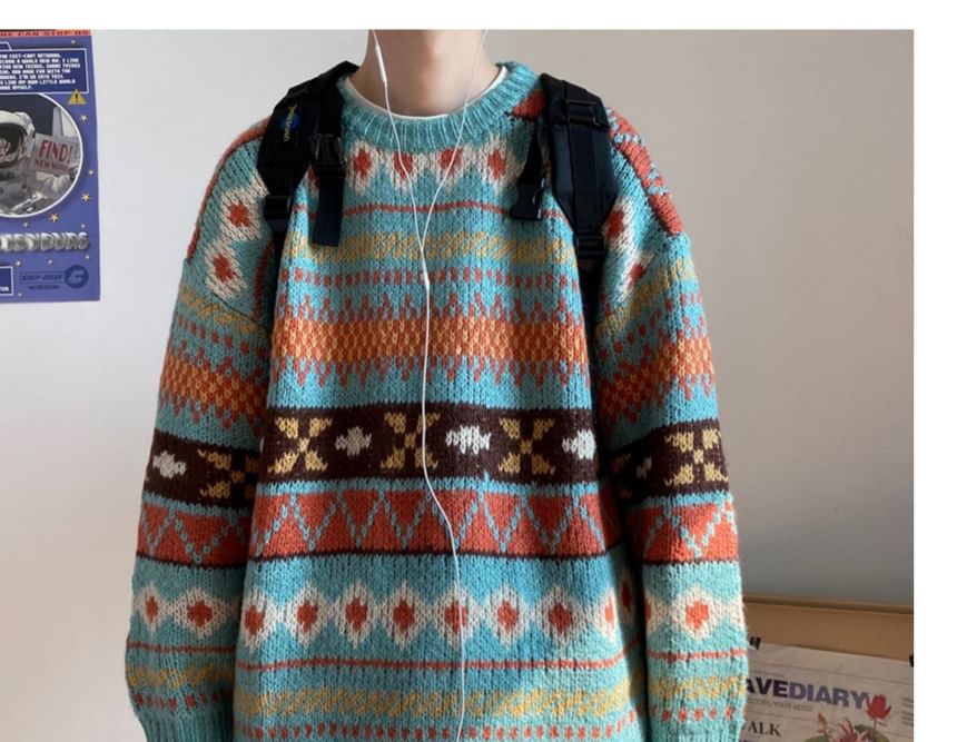 Savenne - Trui met lange mouwen, ronde hals en patroon