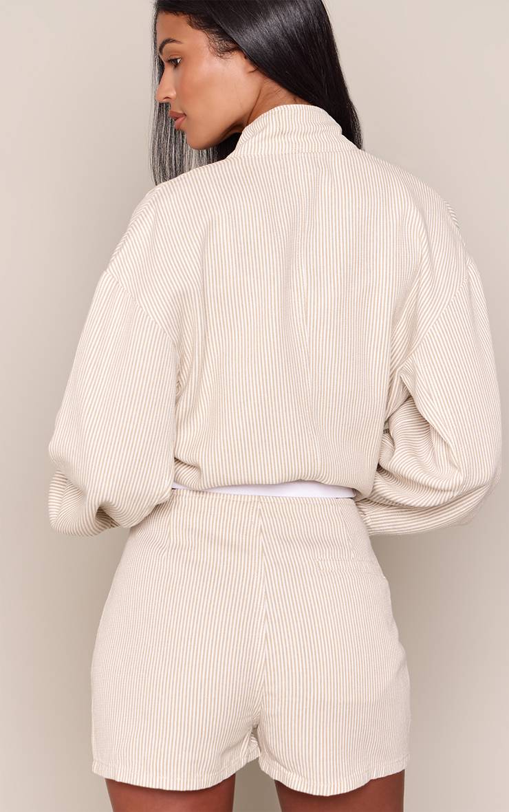 Blanc Short Taille Basse À Rayures Coupe Tall