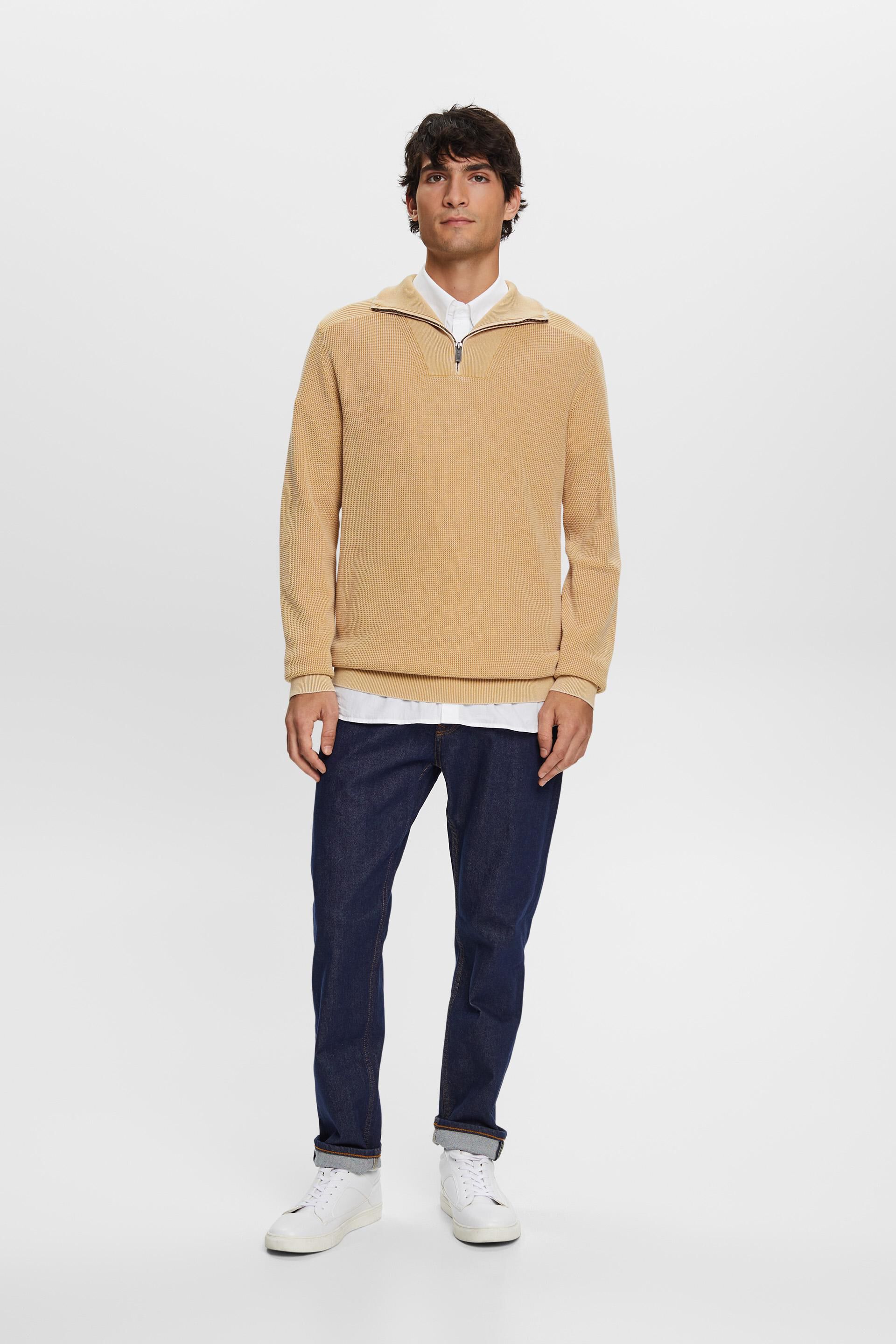 Pull à zip court, 100 % coton