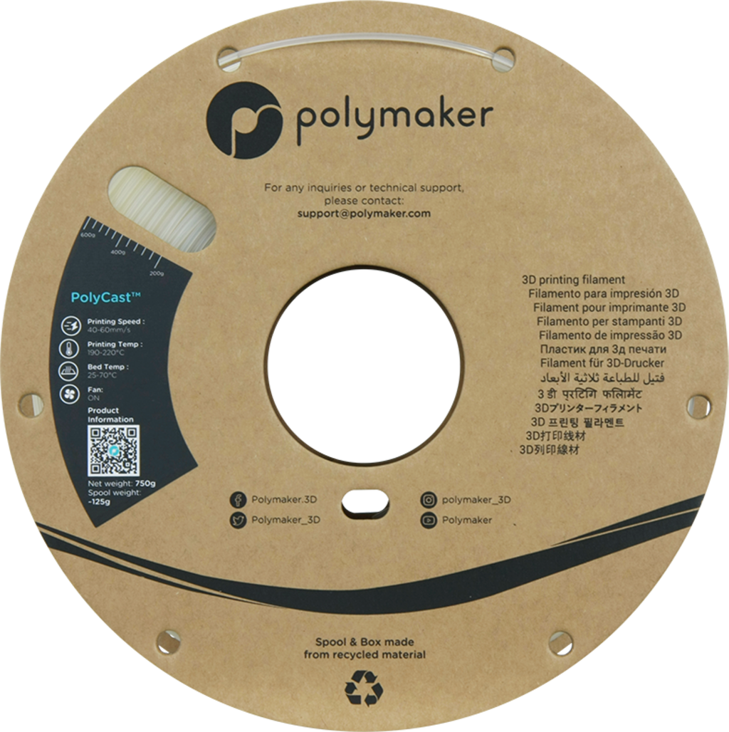 Polymaker  PolyCast Natur, 1,75 mm / 750 g    Das erste Filament für den Metallguss