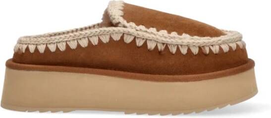 MOU Instappers Dames Clog Eskimo Platform Maat: 40 Materiaal: Suède Kleur: Cognac