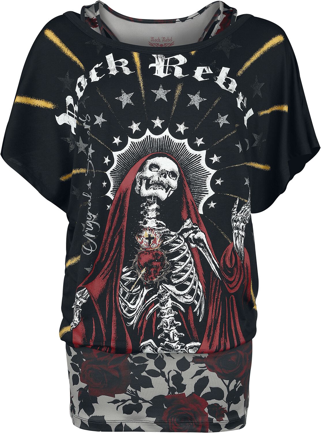 T-Shirt Double Épaisseur avec Large Imprimé à l'Avant | Rock Rebel by EMP T-Shirt Manches courtes