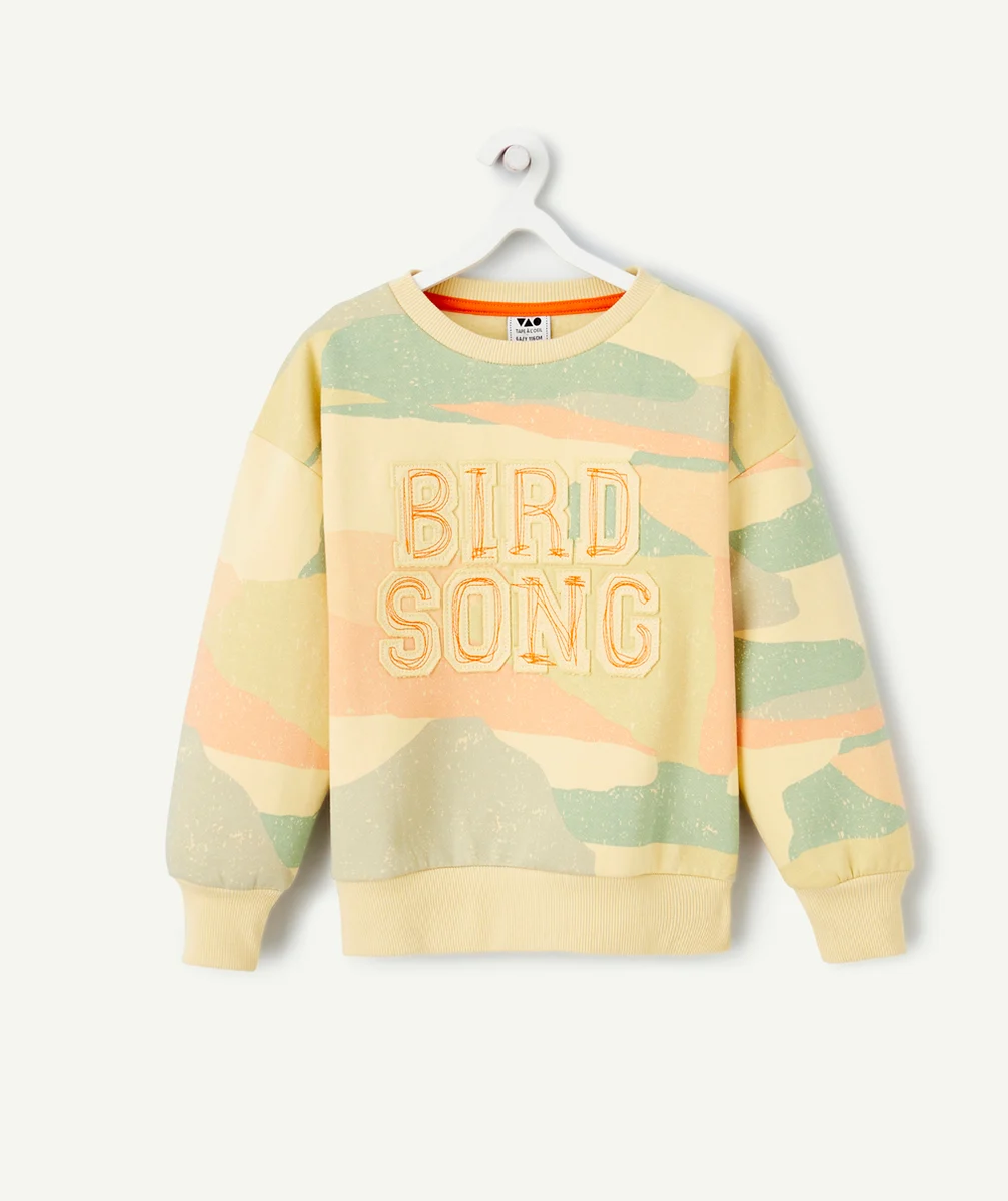 SWEAT MANCHES LONGUES GARÇON EN FIBRES RECYCLÉES JAUNE ET VERT