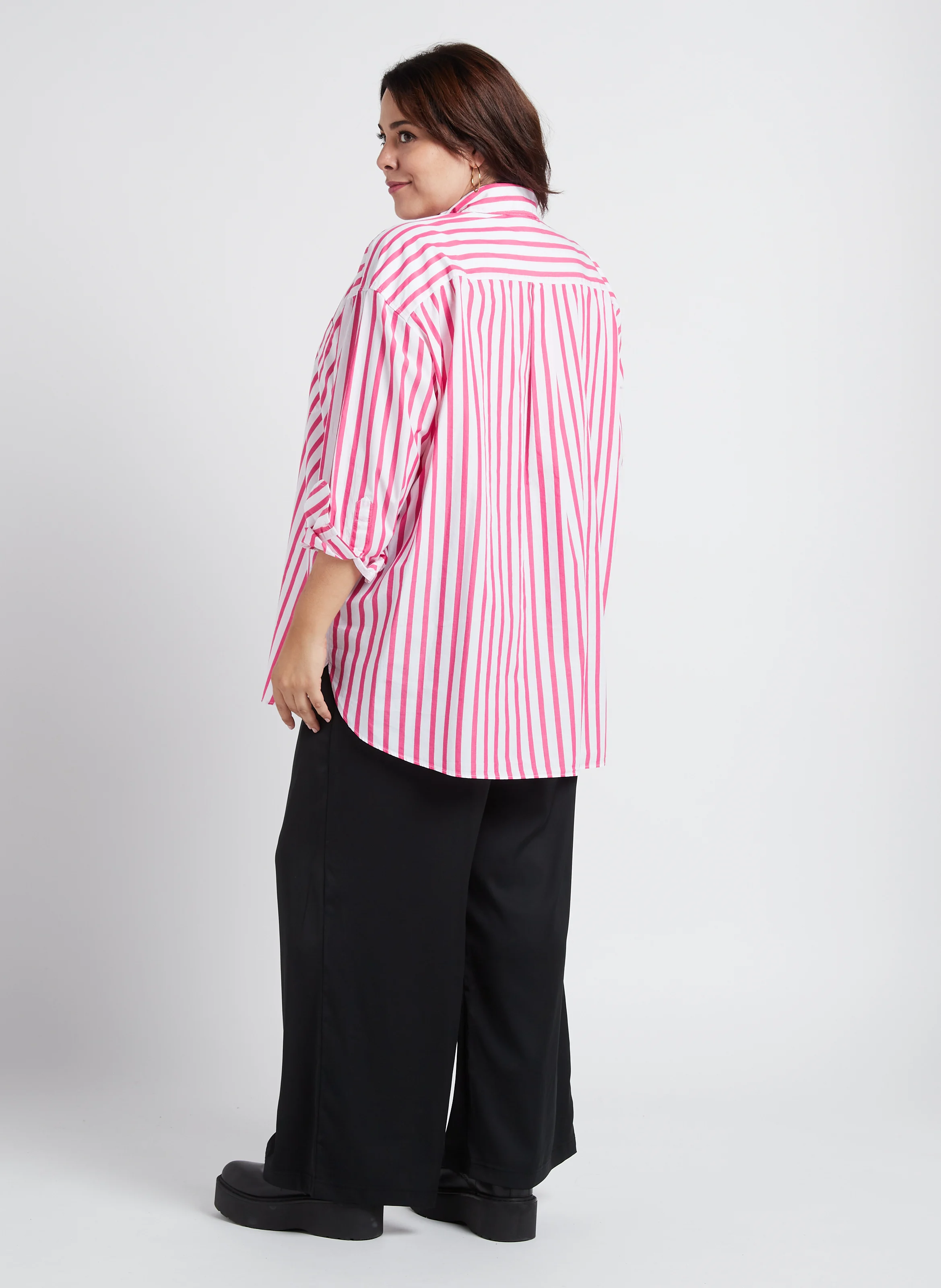 KAY - Pantalon droit taille haute en satin | Noir