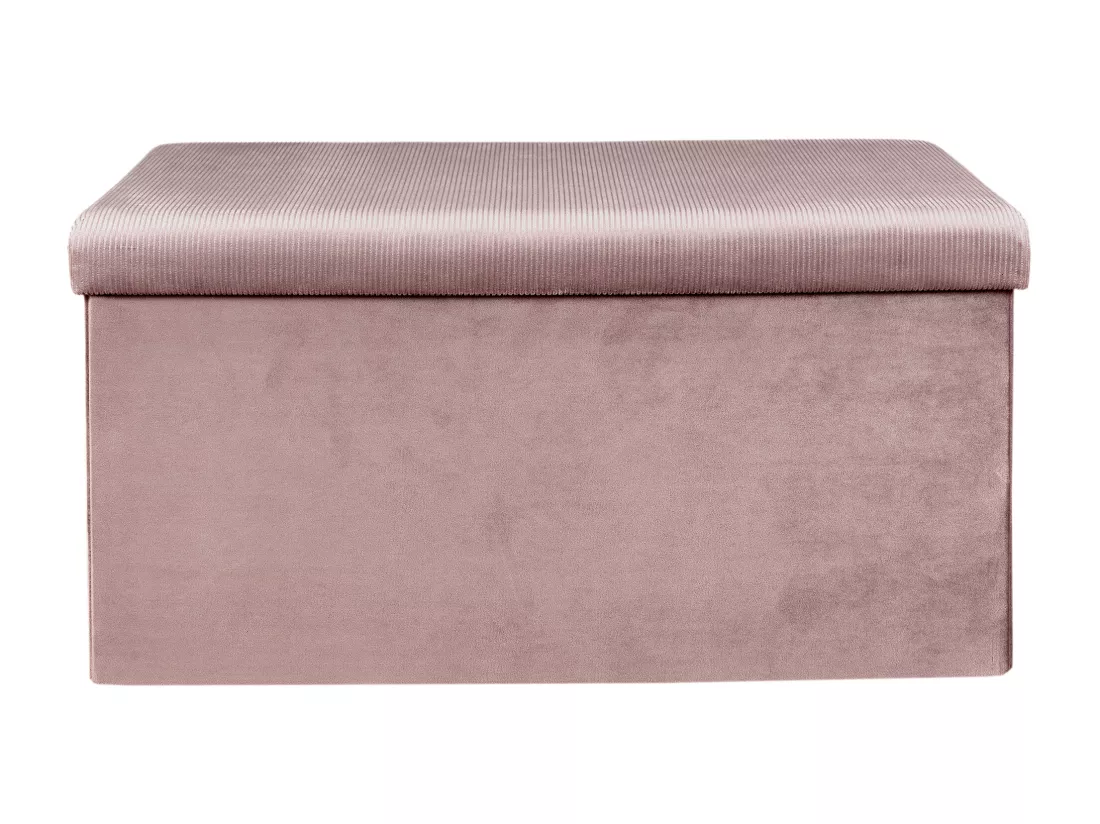 Coffre Banc Pliable Velours Cotele Giulia Rose
