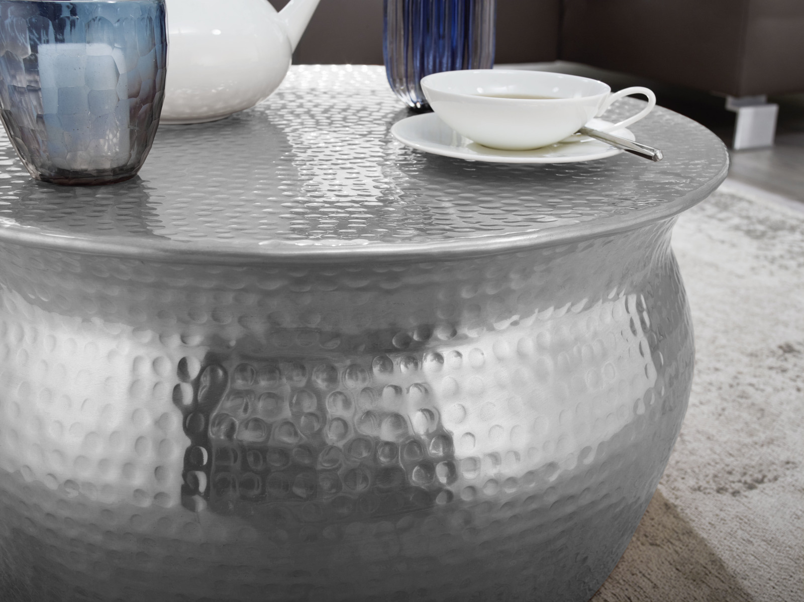 Couchtisch- silber - Aluminium