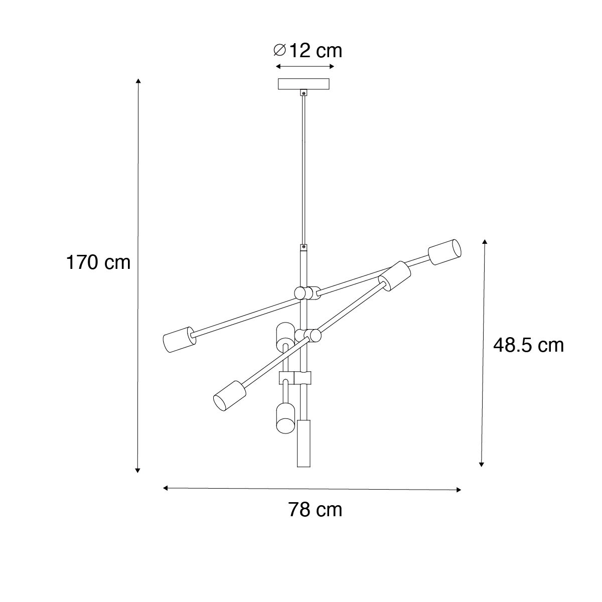 Industriële hanglamp donkerbrons 6-lichts - Sydney