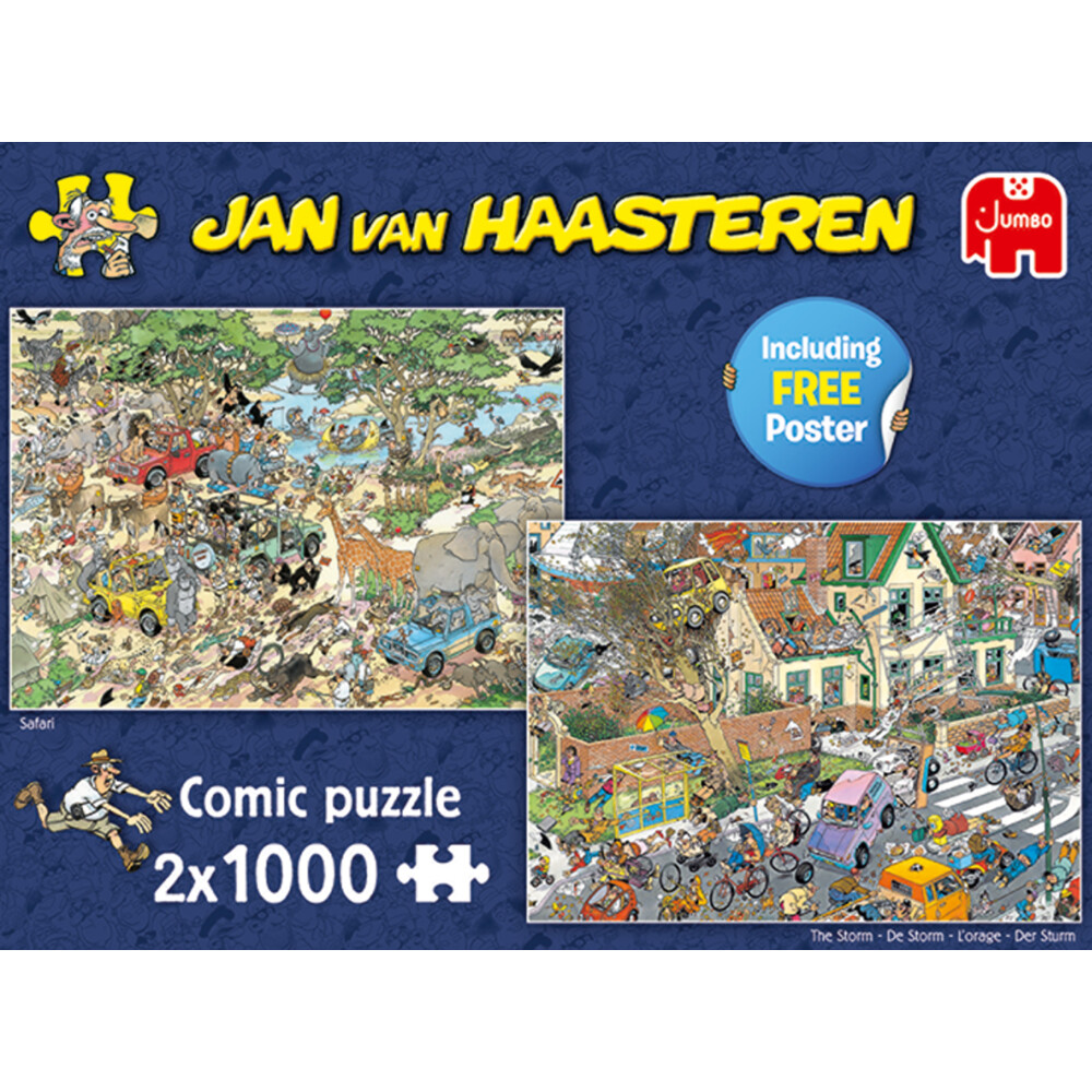 Jan Van Haasteren Puzzel Safari & Storm - 2 x 1000 stukjes2 stuks