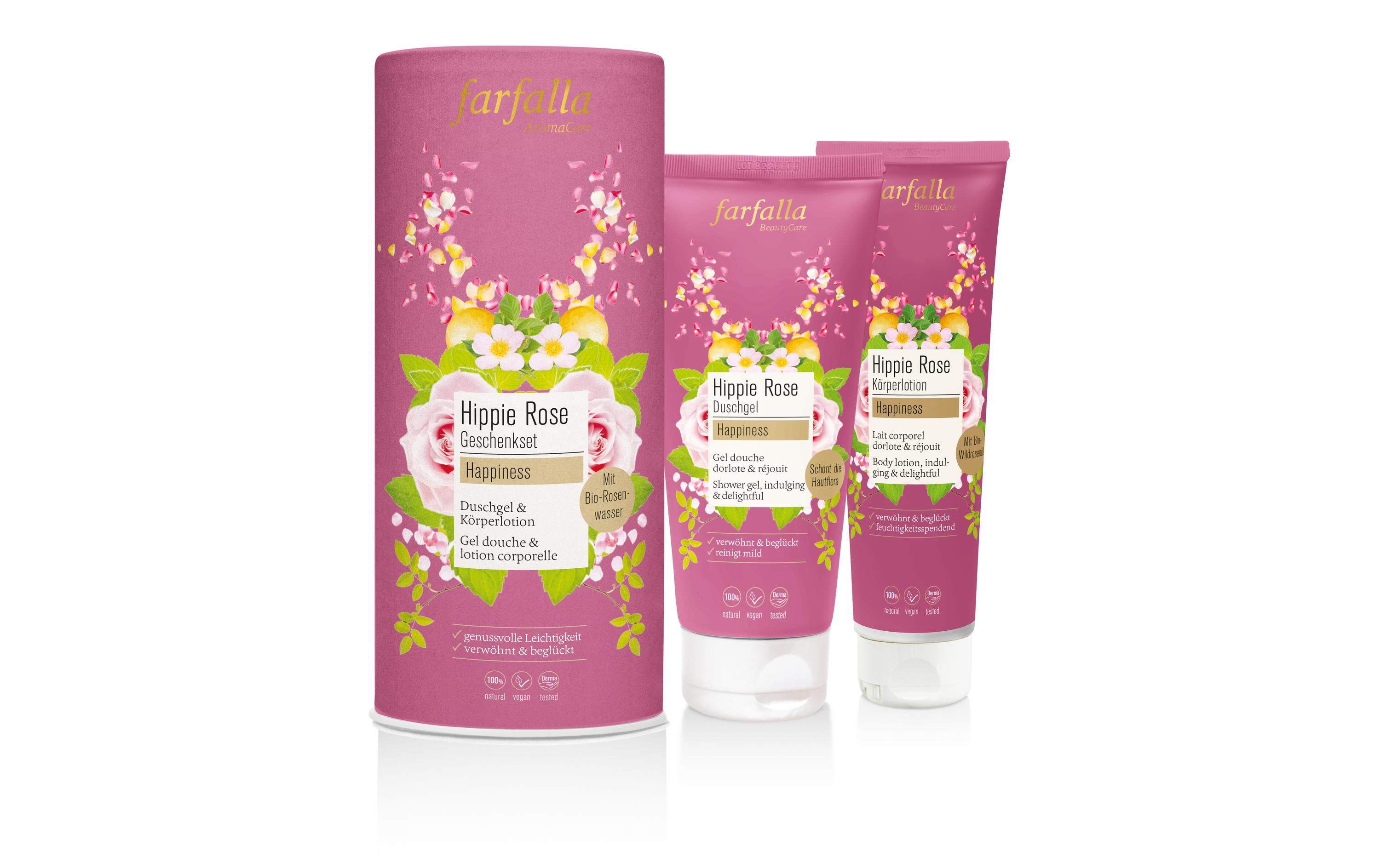 Körperpflege-Set Hippie Rose 2-teiligGeschenkset, feuchtigkeitsspendende Körperpflege