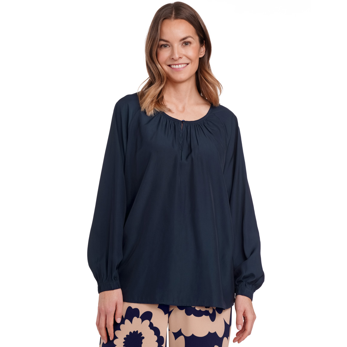 Gina Benotti Damen Bluse in Unifarben dunkelblau