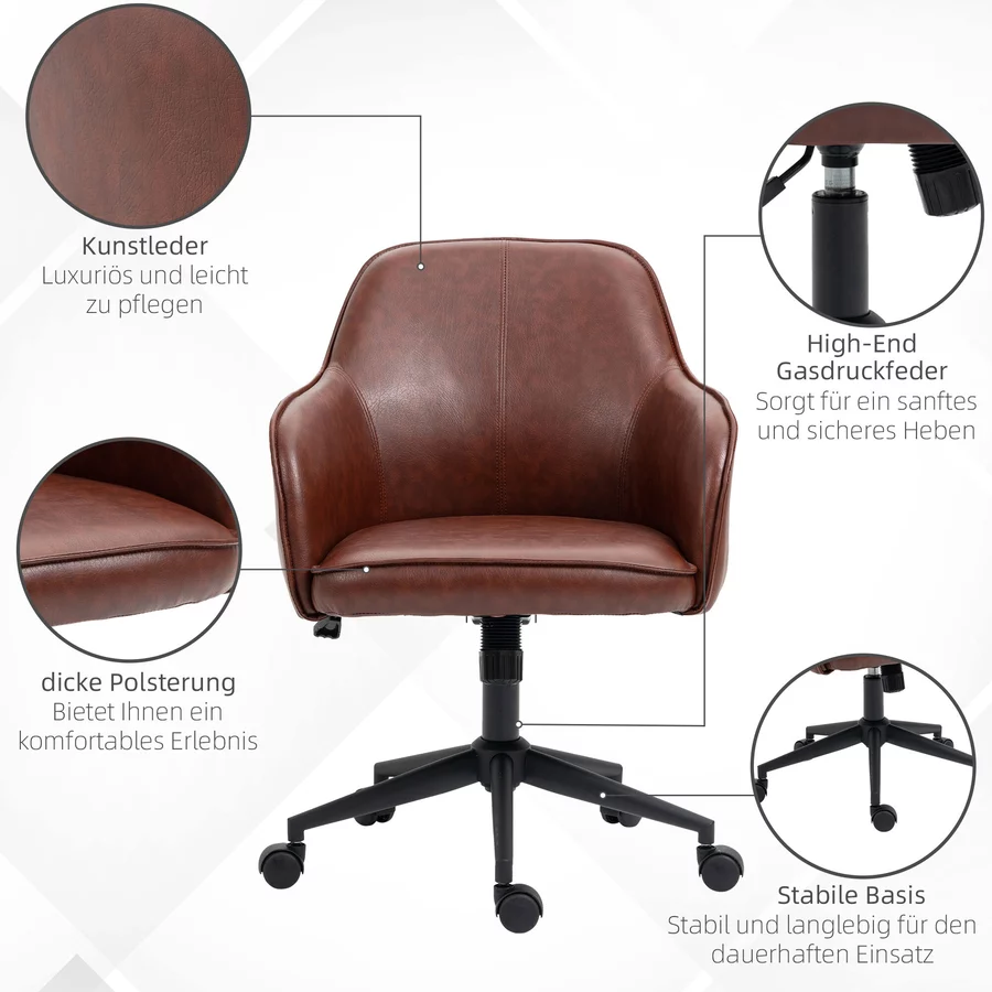 Vinsetto Bürostuhl mit Rollen braun