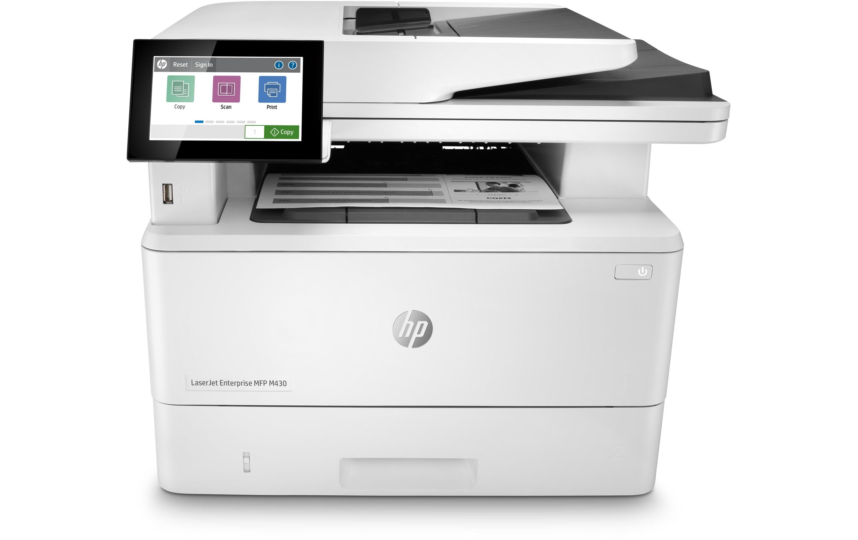 Multifunktionsdrucker LaserJet Enterprise M430f<br>Kompakter Monochrom-Multifunktions-Laserdrucker für Arbeitsgruppen mit vielen Sicherheitsfeatures