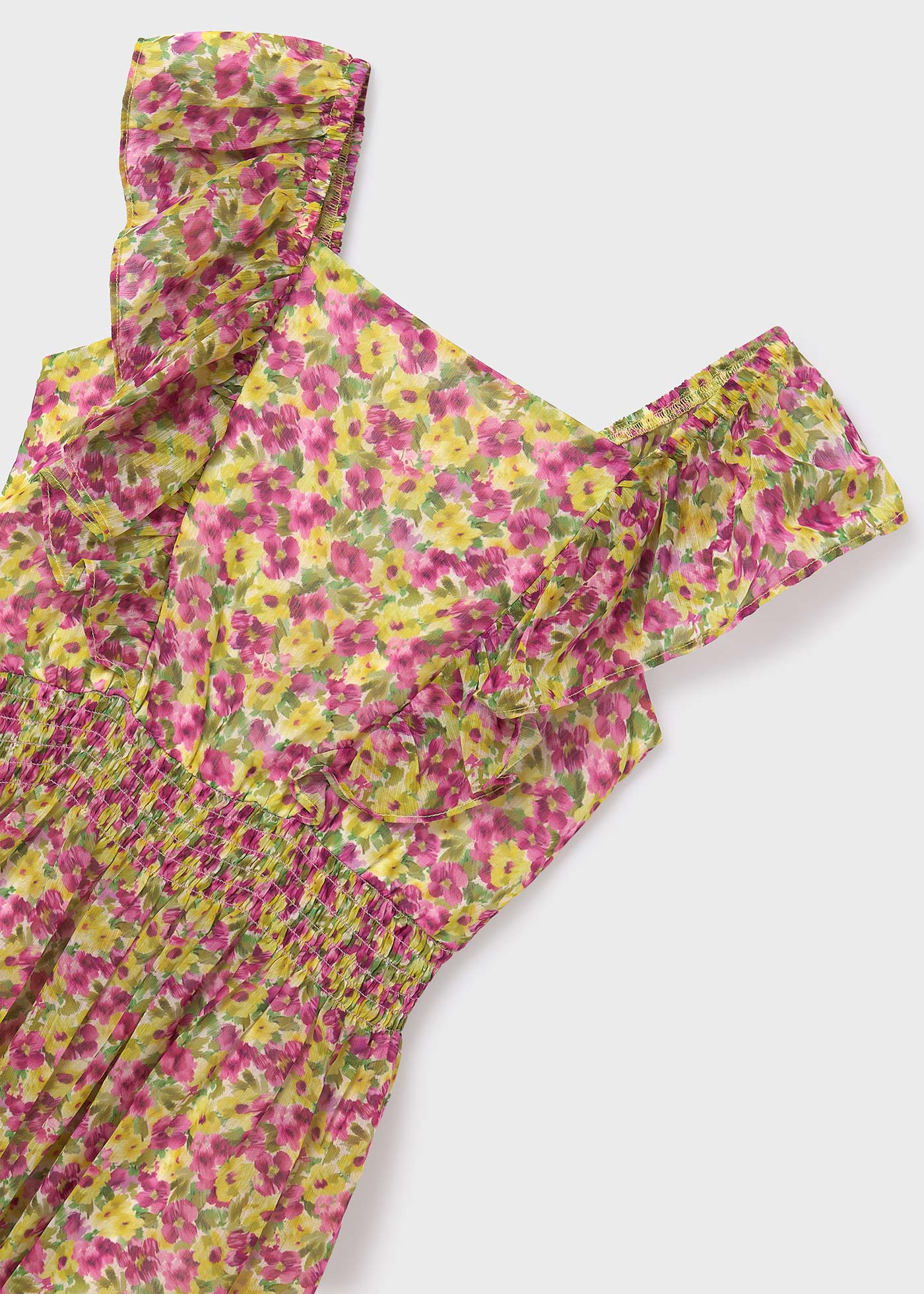 Vestido floral, vestido de musselina de algodão para menina, pistache