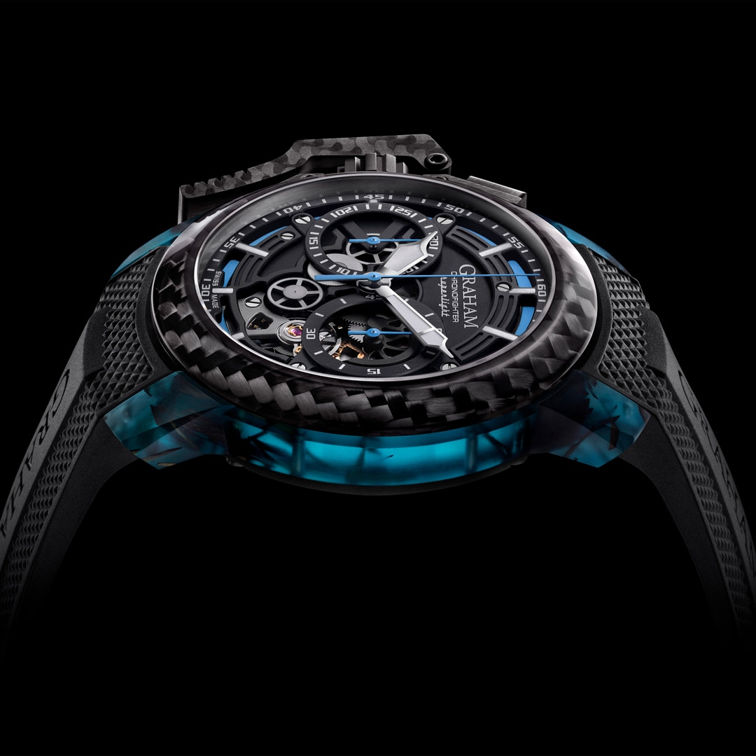 Graham Chronofighter Superlight Carbon Skeleton - Translucent Blue