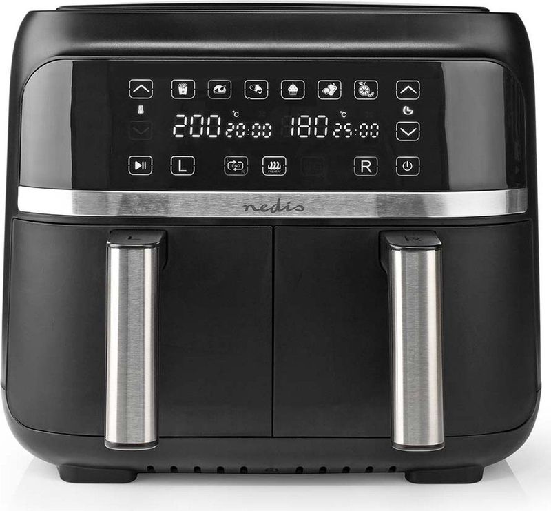Nedis Heteluchtfriteuse | 2x3.8 l | Tijdschakelaar: 60 min | Digitaal | Zwart