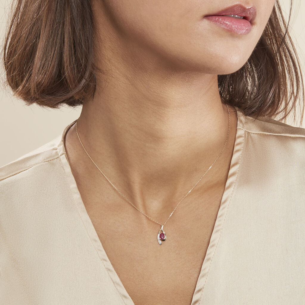 Collier Sagesse Or Jaune Rubis Et Diamant