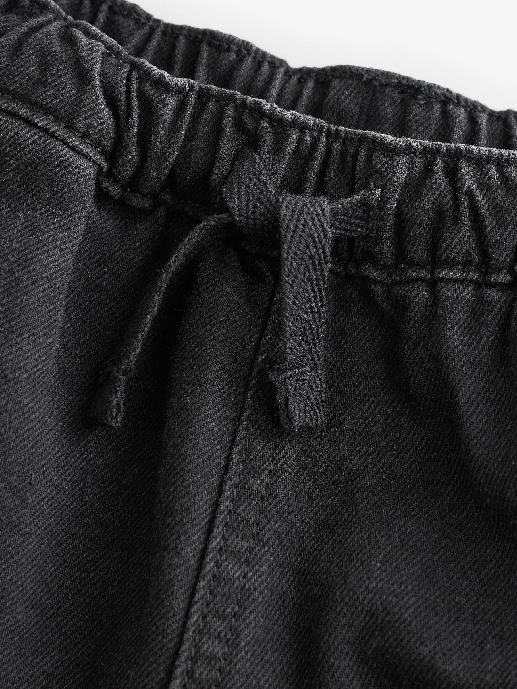 Zwart denim - 100% katoenen cargobroek met wijde pijpen en elastische taille (3mnd-7jr)