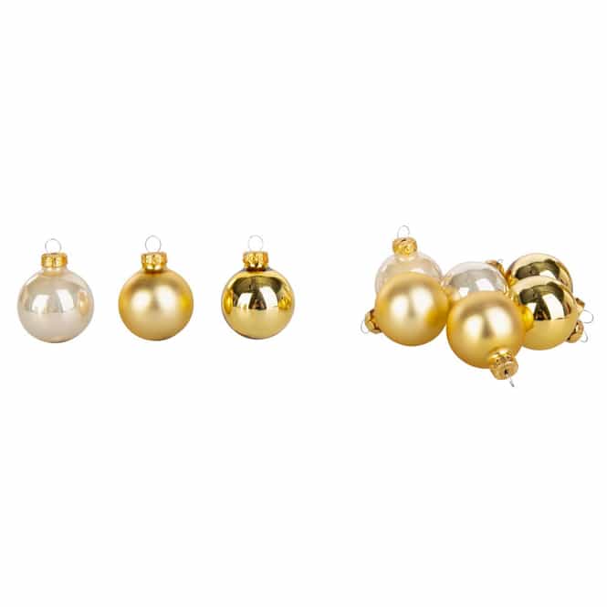 Christbaumkugeln aus Glas - perle/gold - ca. 3,5 cm - 16 Stück