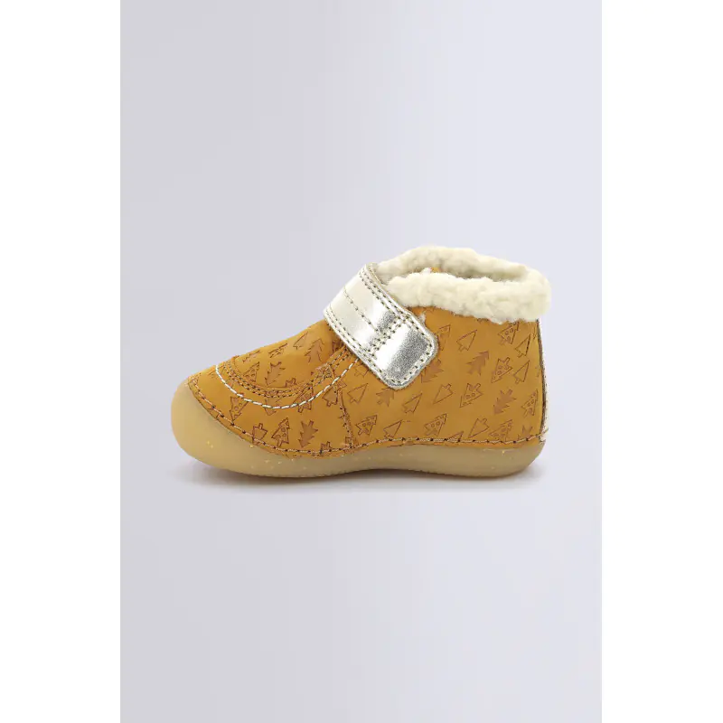 SO SCHUSS JAUNE OR FANTAISIE BOTTILLONS Cuir Fille