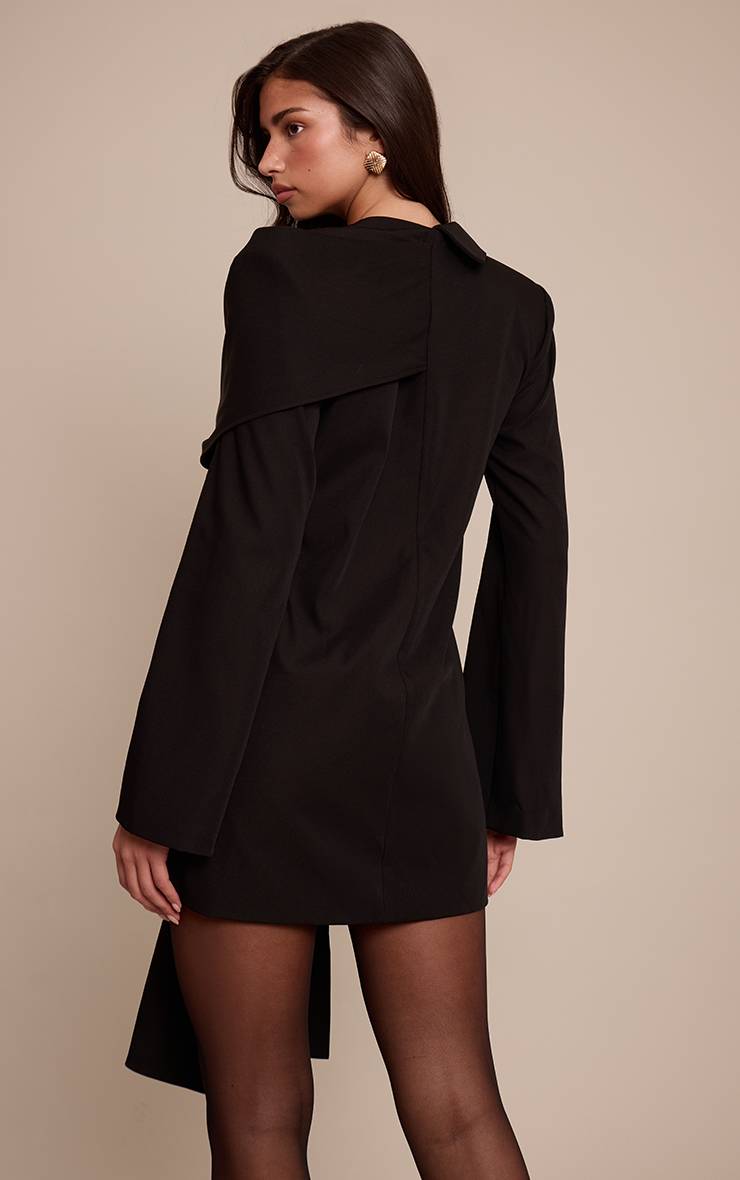 Noir Robe Blazer À Détail Foulard Tissé