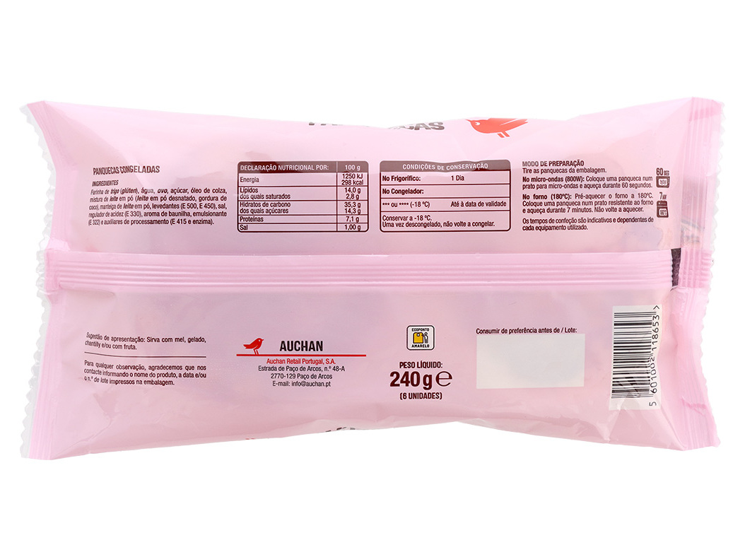 PANQUECAS AUCHAN CONGELADAS 6UN 240G