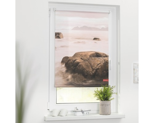 Lichtdoorzichtig klemrolgordijn, geen boren nodig, Steengrijs, 45x150 cm, inclusief klembeugels