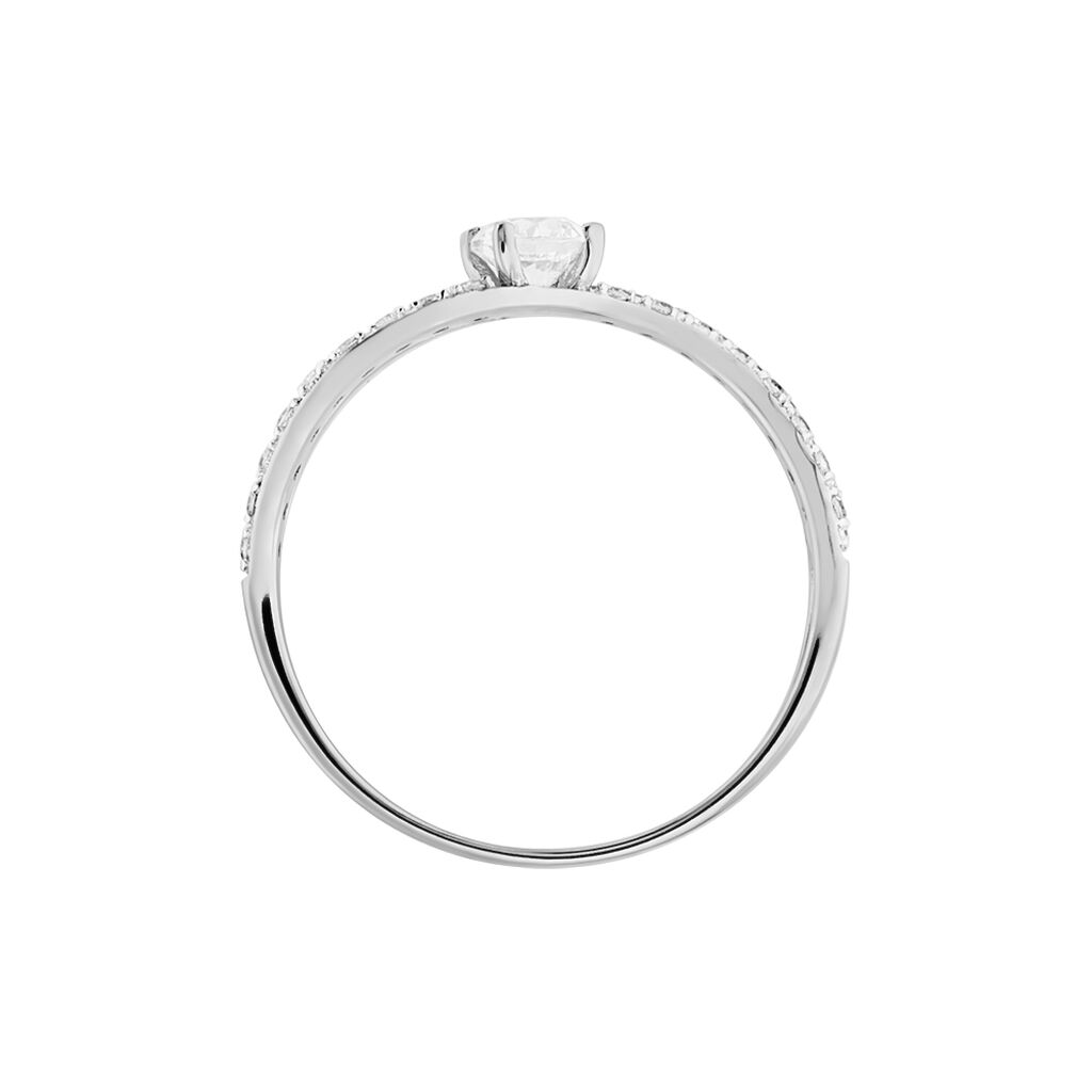 Bague Vrille Double Or Blanc Oxyde De Zirconium
