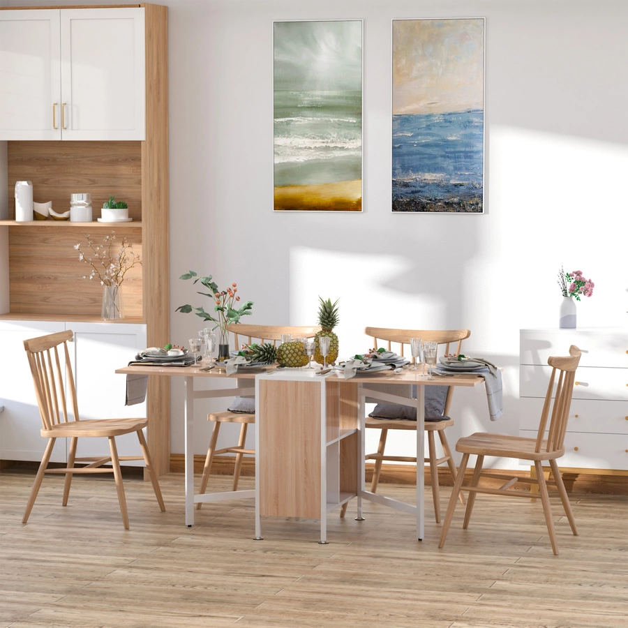 HOMCOM Klapptisch mit Stauraum natur, weiß