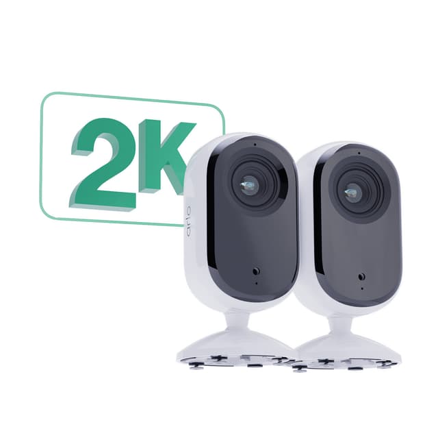 Arlo Essential 2K Indendørs sikkerhedskamera (2-pakke)