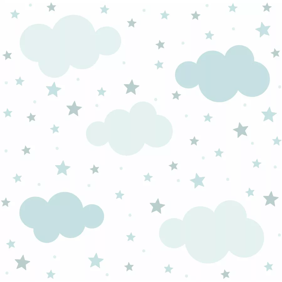 Nikima Wandtattoo 138 Wolken, Sterne und Punkte Set blau - 87 Stück in 6 vers. Größen mint
