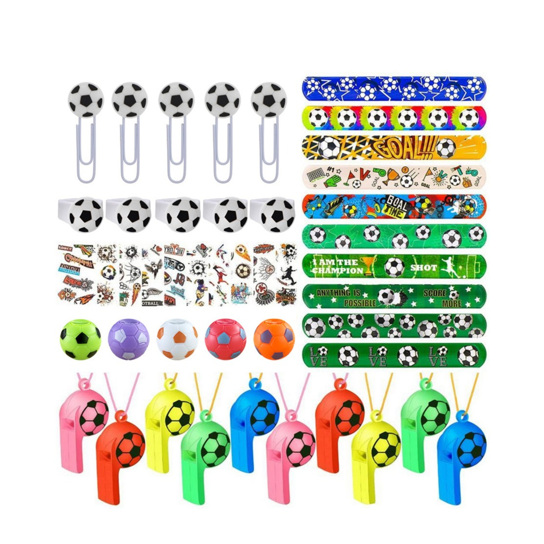 (87-tlg. Set) Party Geschenke Kinder Geburtstag Mitgebsel Armbänder / Sticker / Pfeifen Mitbringsel - Fussball