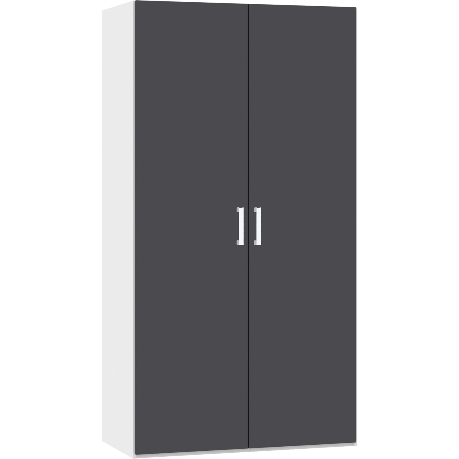 Drehtürenschrank Schweizer 113 Spanplatte melaminbeschichtet premiumweiss/anthrazit matt 102 x 215 x 59 cm