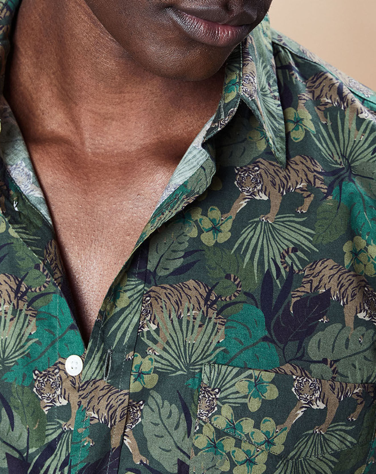 Hartford Chemise Slim Fit Storm imprimée jungle verte