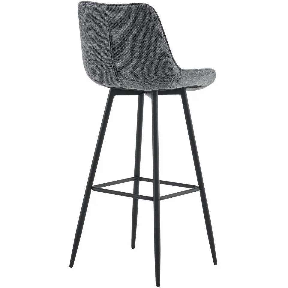 CLP Barkruk Dartford mat zwart Frame - Stof - donkergrijs