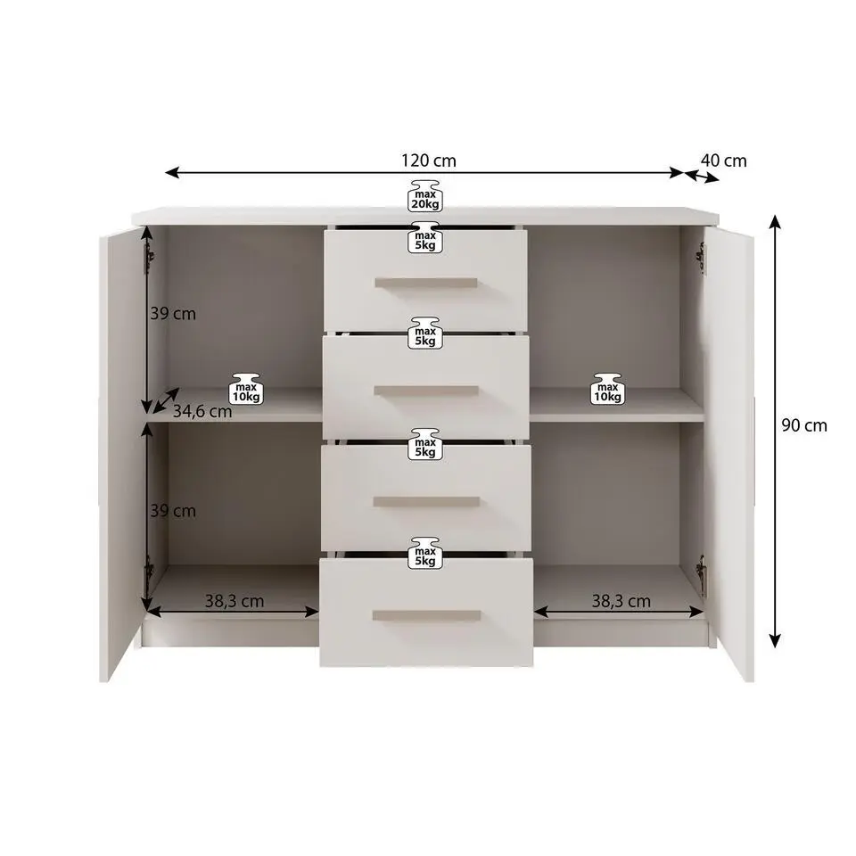 Meubella - Ladekast Blake - Eiken - 120 cm