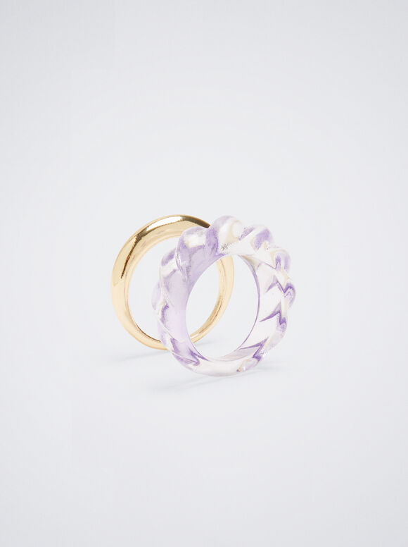Conjunto de anéis com resina - Violeta