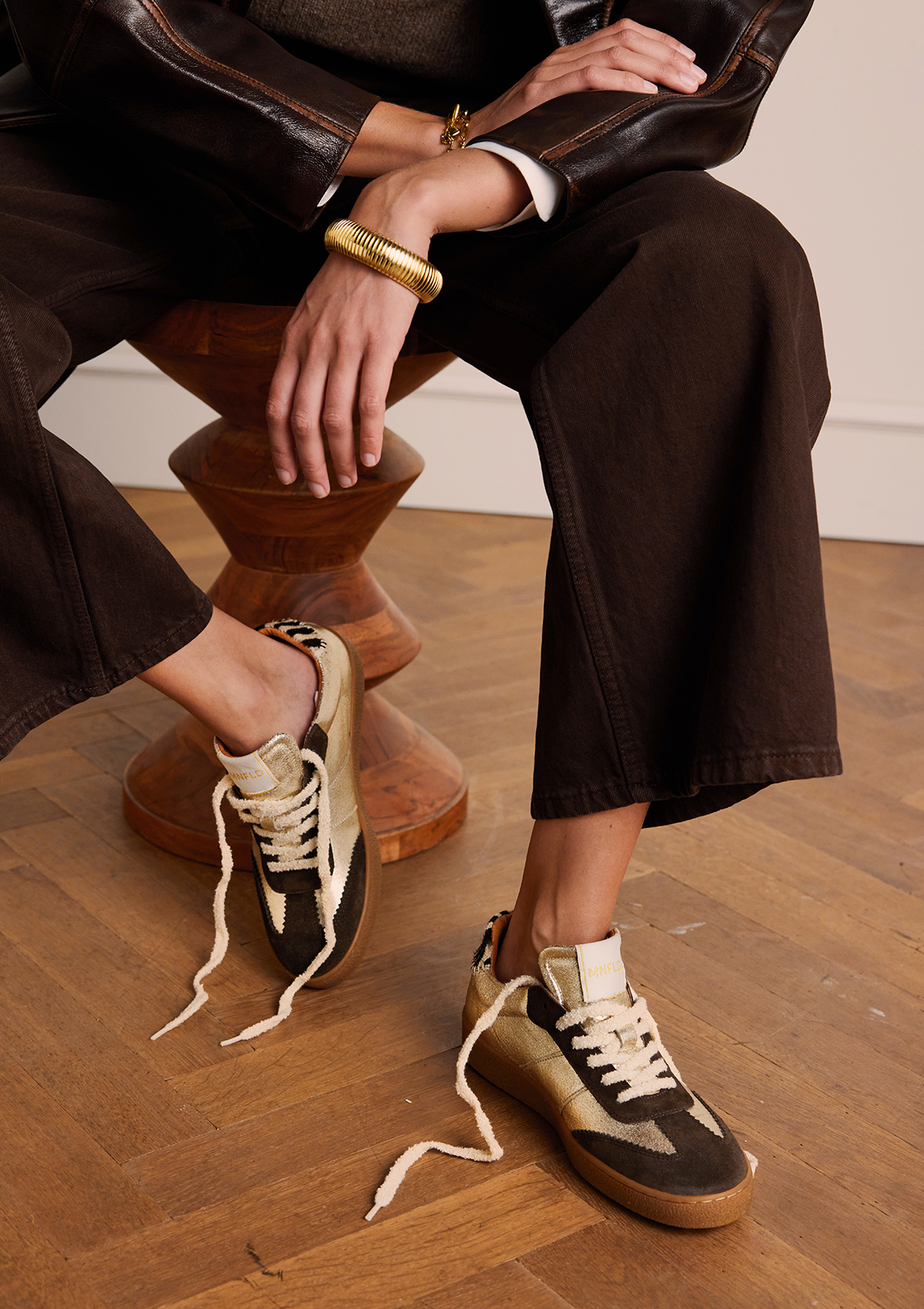 Gouden leren sneakers