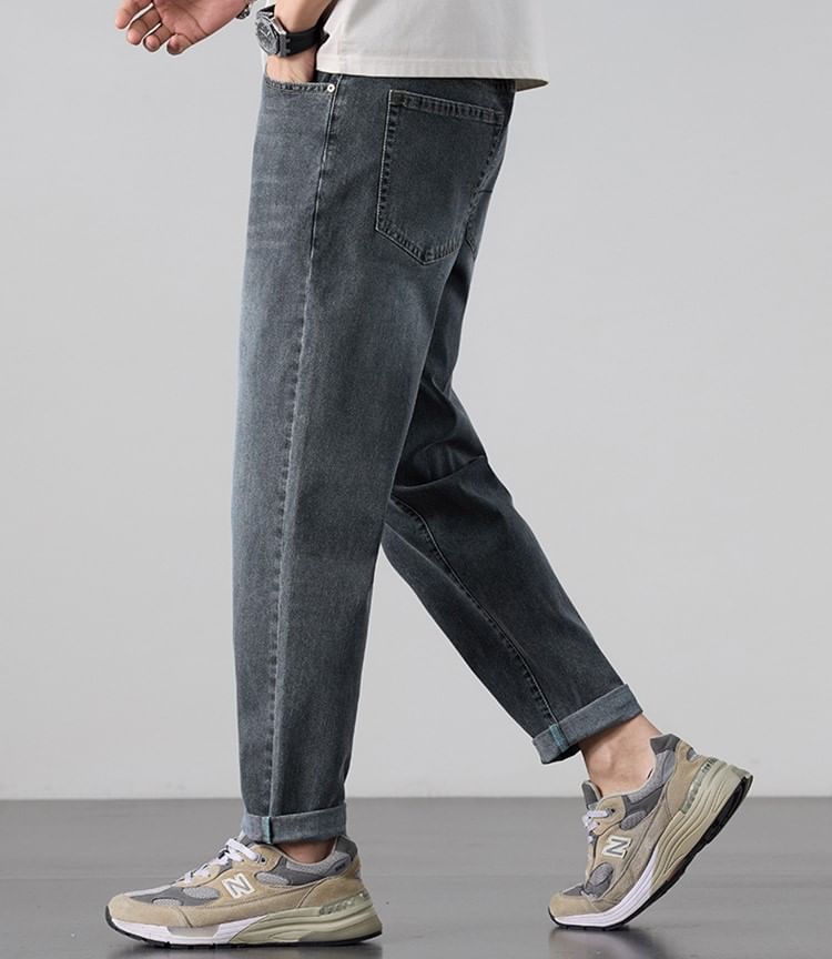 Nataro - Hoge taille gewassen rechte jeans