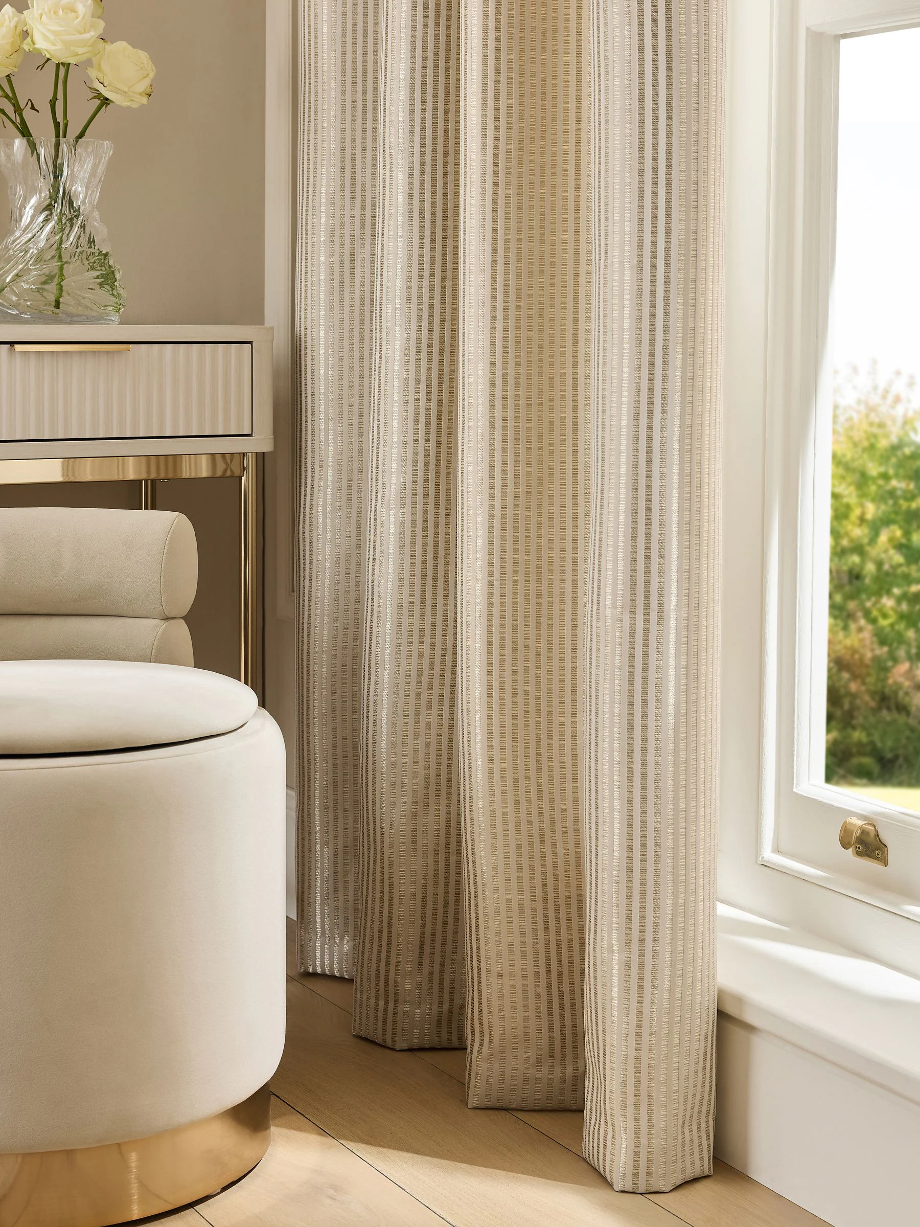 Stripe Jacquard Eyelet Lined Curtains