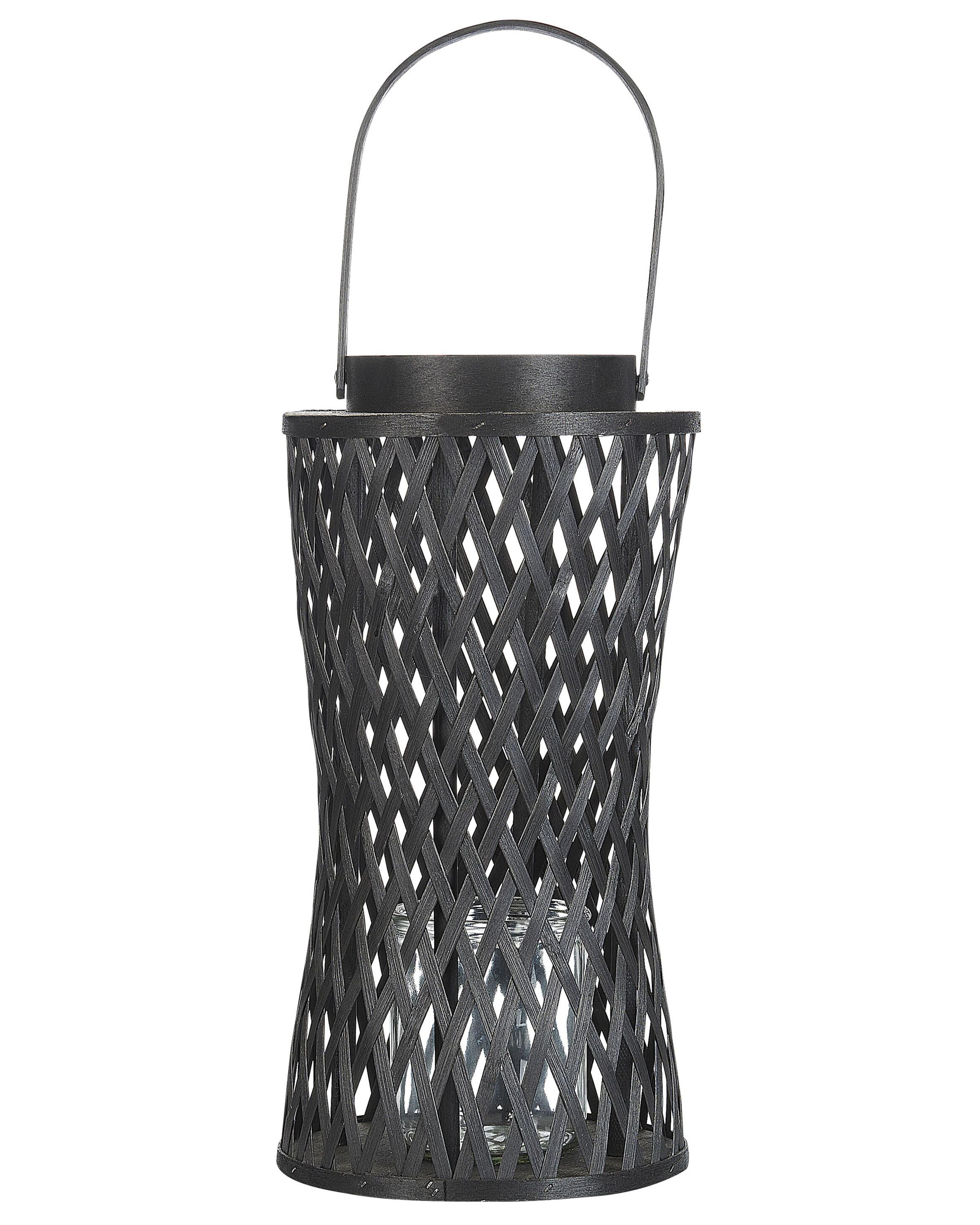Lantaarn MACTAN Bamboehout 38 cm Zwart