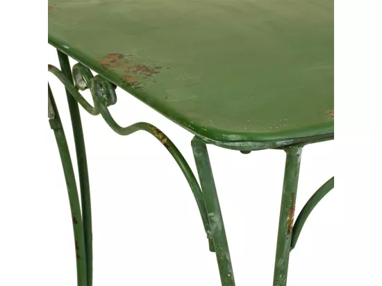 Ensemble table et 2 chaises en fer forgé : (2)42x47x92h-61x61x75,5h cm
