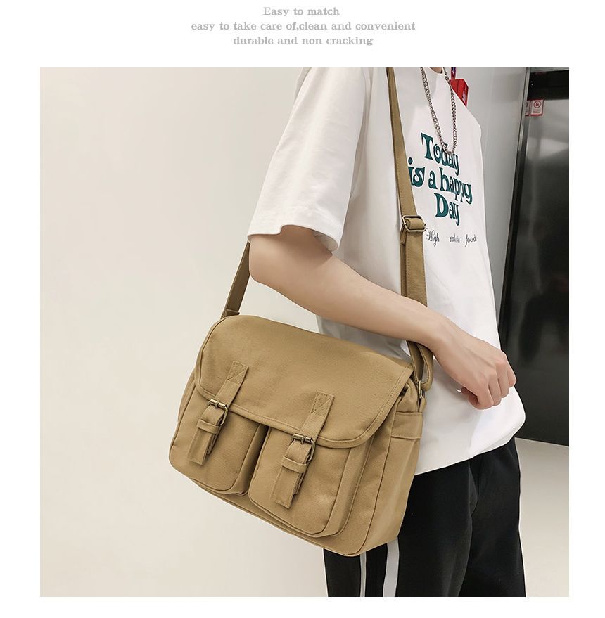 EAVALURE - Geknoopte effen canvas crossbodytas