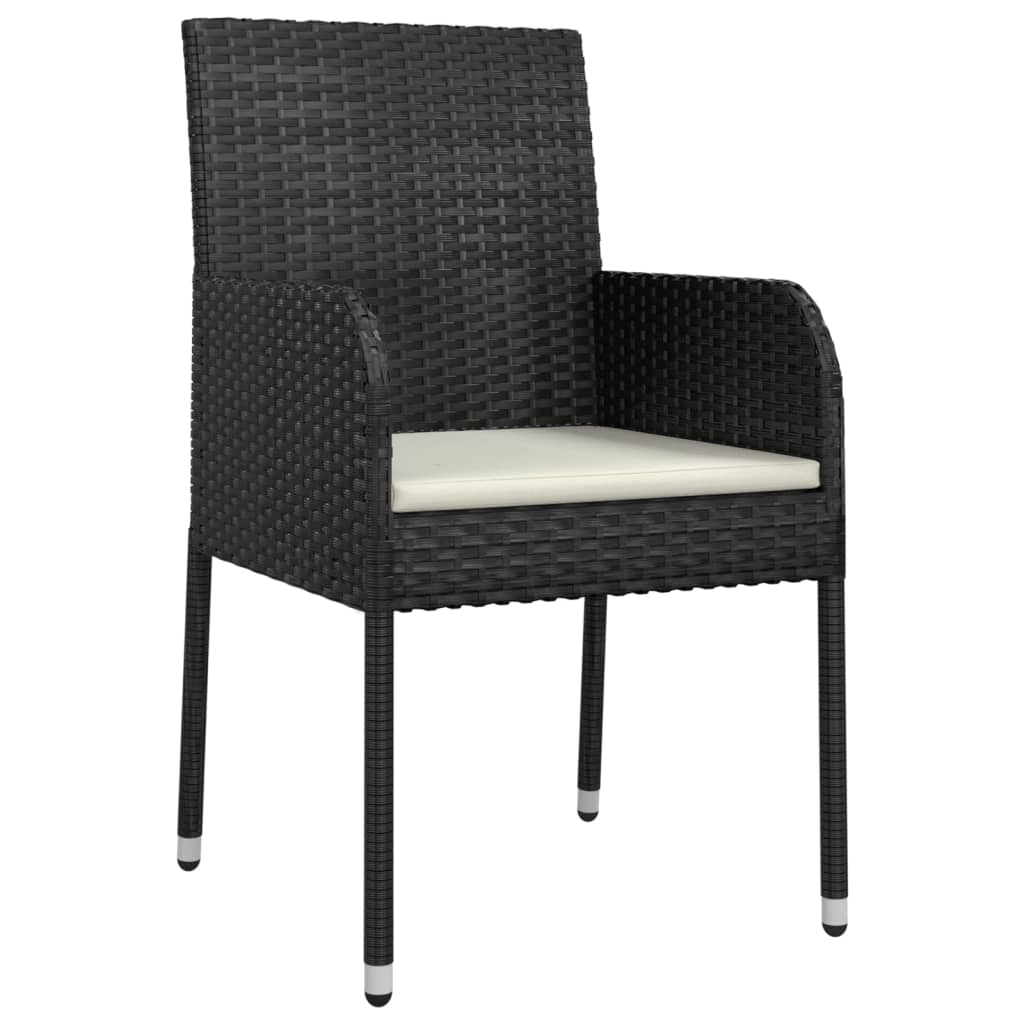 Mobilier à dîner de jardin et coussins 5 pièces noir résine tressée