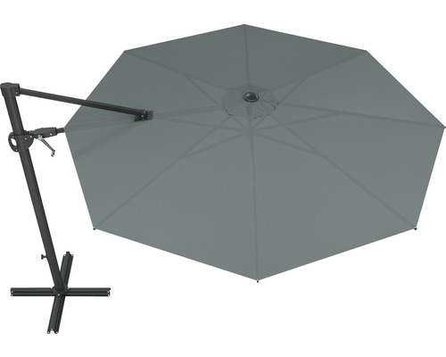 Soluna zweefparasol, model Beaujeu, Ø 300 cm, H 248 cm, rond, donkergrijs