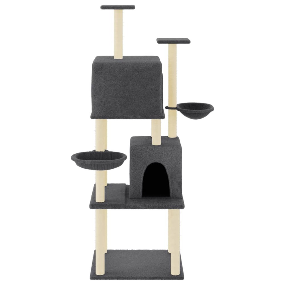 Arbre à chat avec griffoirs en sisal gris foncé 180 cm