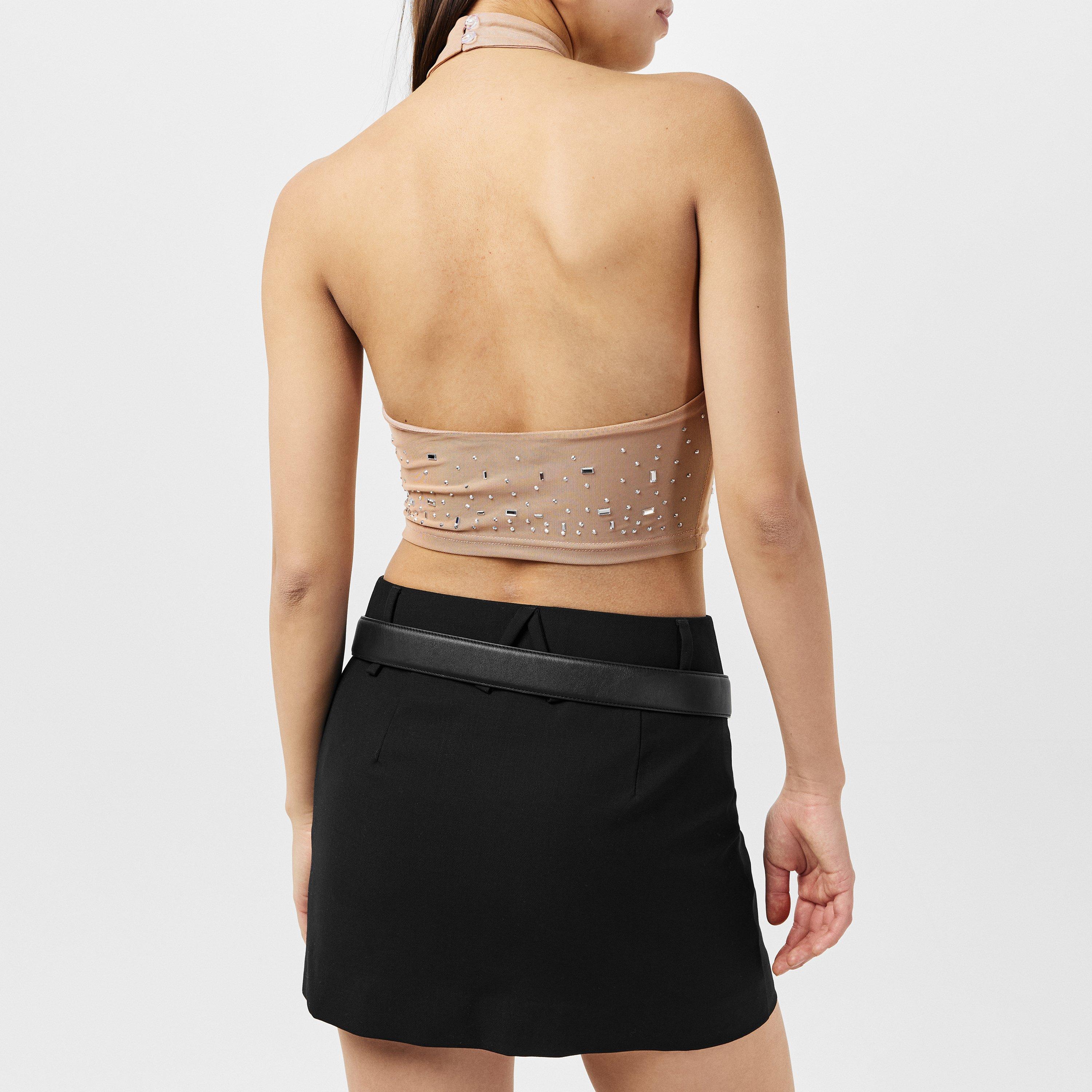 Missy Empire ME Rhinestone Embellished Halter Top