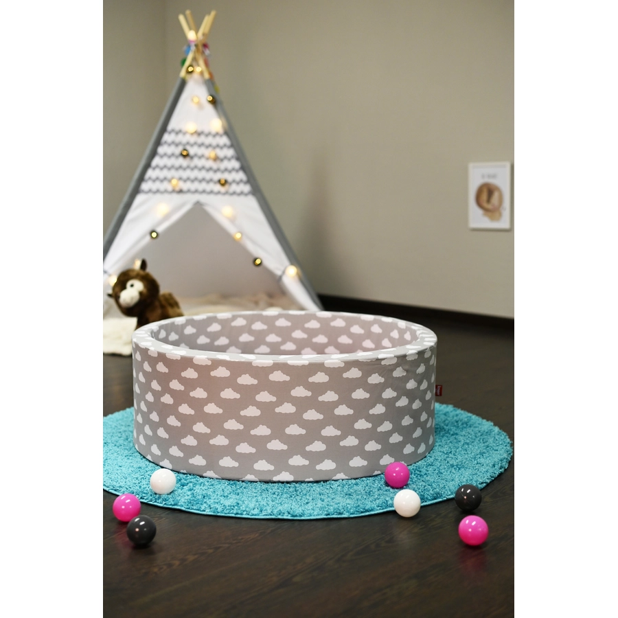 knorr toys® Bällebad soft - Grey white clouds - 300 balls cremegreyrose grau